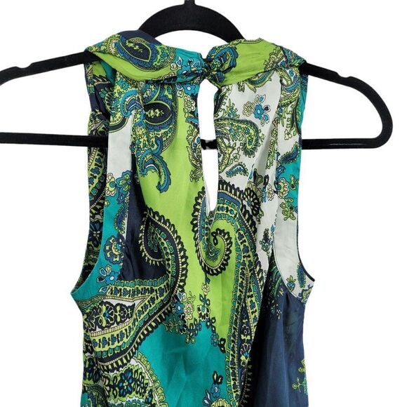 New Directions Top Artsy Boho Sleeveless Paisley Rolled Bandana Scoop Green S - Picture 9 of 11